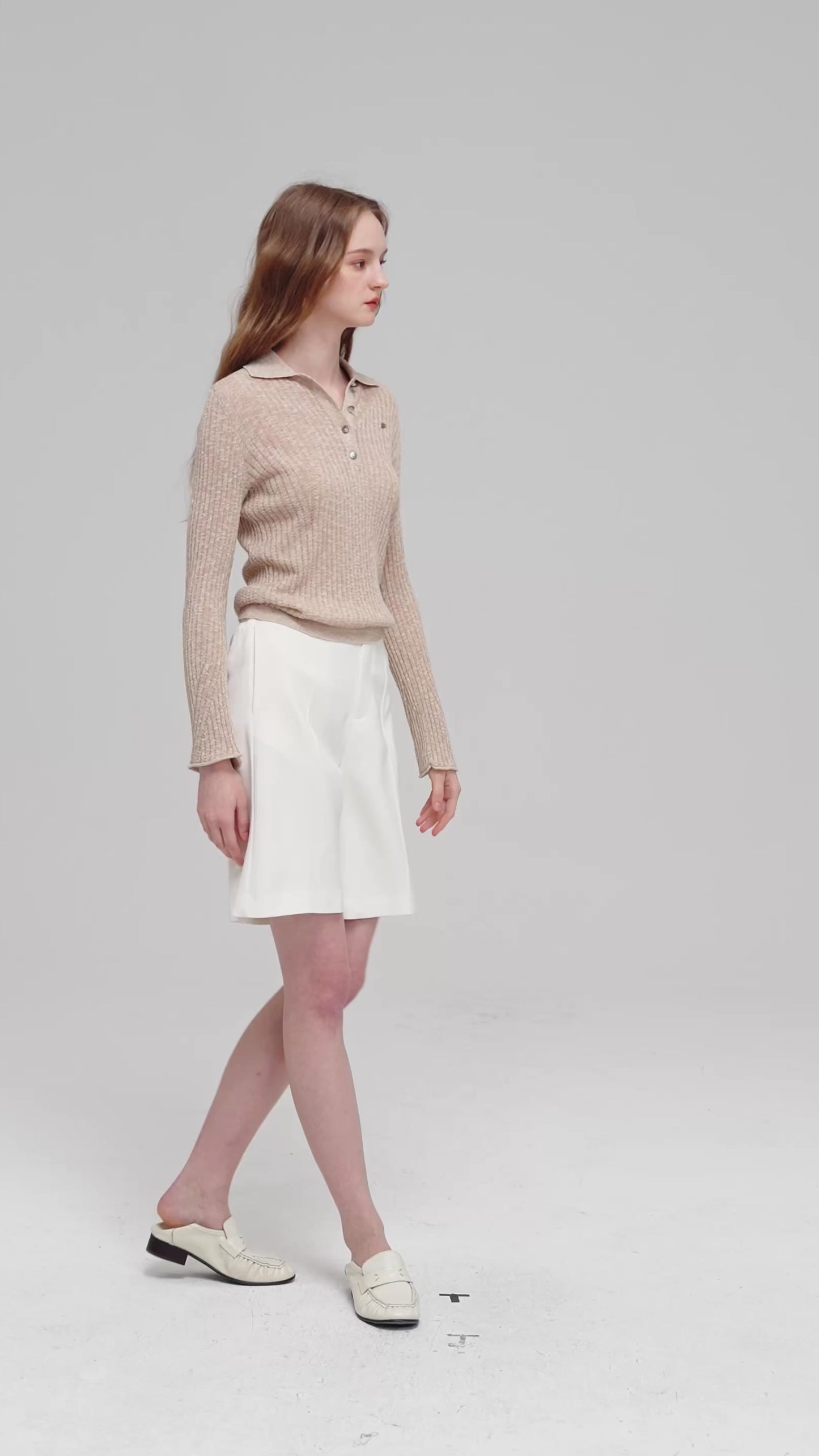 Polo Collar Slim Fit Knit Top